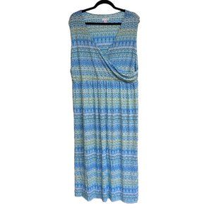 Women's J. Jill Wrap Front Maxi Dress Boho‎ Stretch Size 2XL